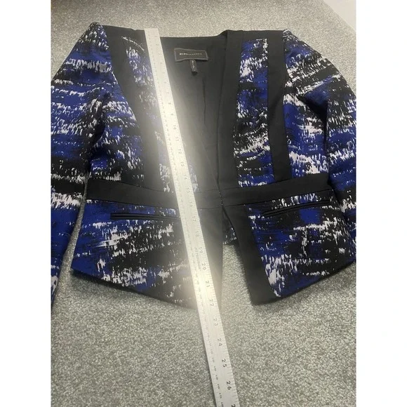 Women's BCBG Black, Blue‎ And Gray Printed Keeley Long Sleeve Blazer Medium - Picture 7 of 8